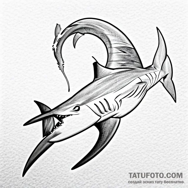 Hammerhead shark — эскиз тату (№1749665113_0, 11.06.2025 18:05) — Tatufoto.com