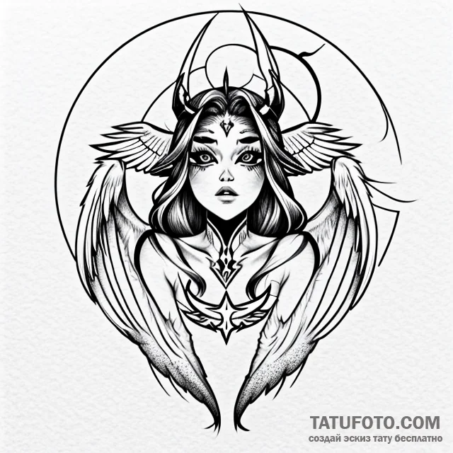 Angel and demon — эскиз тату (№1749668402_0, 11.06.2025 19:00) — Tatufoto.com