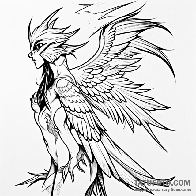 Harpy - эскиз тату (№1749688611_0, 12.06.2025 00:36) — Tatufoto.com