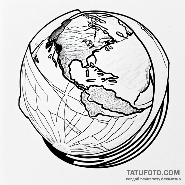 Globe - эскиз тату (№1749691525_0, 12.06.2025 01:25) — Tatufoto.com