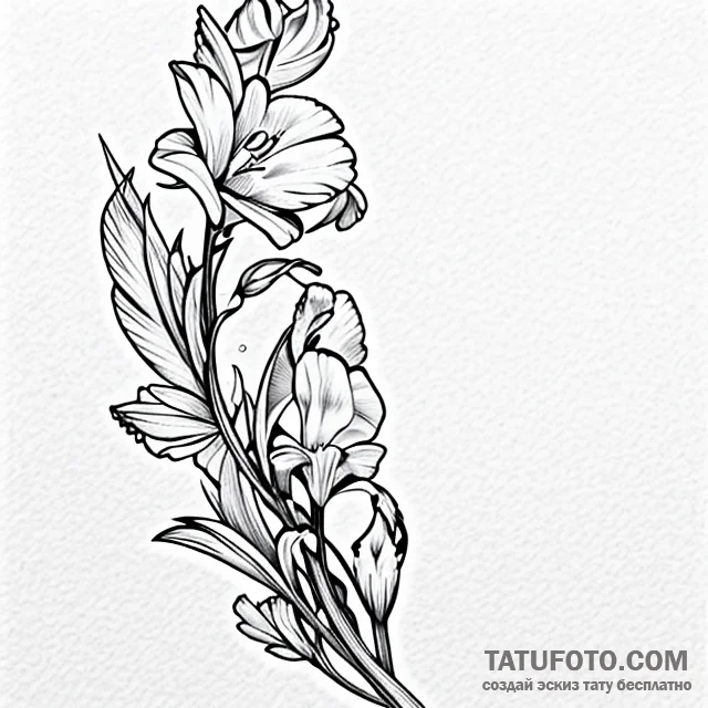 Gladiolus - эскиз тату (№1749691890_0, 12.06.2025 01:31) — Tatufoto.com