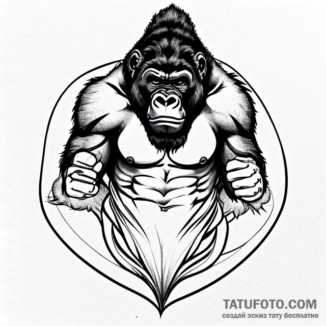 Gorilla — эскиз тату (№1749692618_0, 12.06.2025 01:43) — Tatufoto.com