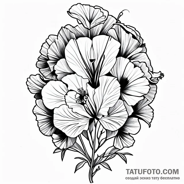 Hibiscus — эскиз тату (№1749693712_0, 12.06.2025 02:01) — Tatufoto.com