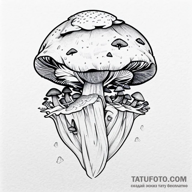 Mushrooms — эскиз тату (№1749694075_0, 12.06.2025 02:07) — Tatufoto.com