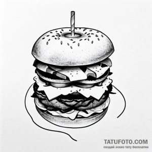 Hamburger - эскиз тату (№1749694898_0, 12.06.2025 02:21) — Tatufoto.com