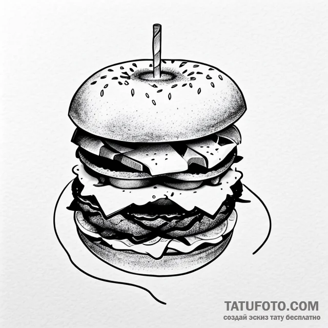 Hamburger - эскиз тату (№1749694898_0, 12.06.2025 02:21) — Tatufoto.com
