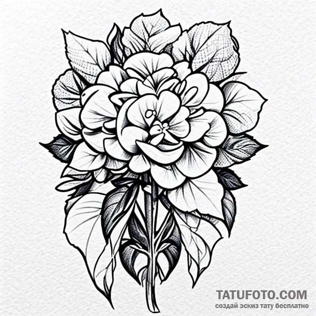 Hydrangea - эскиз тату (№1749695359_0, 12.06.2025 02:29) — Tatufoto.com