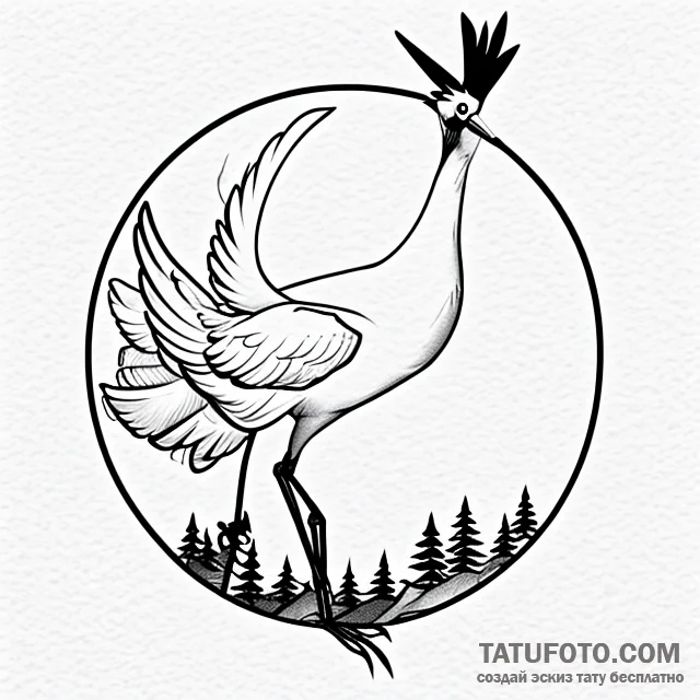 Crane - эскиз тату (№1749700095_0, 12.06.2025 03:48) — Tatufoto.com