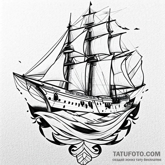Ship — эскиз тату (№1749708107_0, 12.06.2025 06:01) — Tatufoto.com