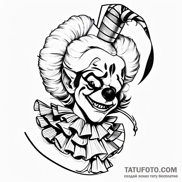 Clown — эскиз тату (№1749708472_0, 12.06.2025 06:07) — Tatufoto.com