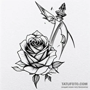 Dagger and rose - эскиз тату (№1749713938_0, 12.06.2025 07:38) — Tatufoto.com