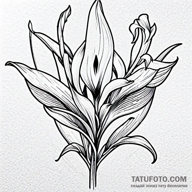 Calla lilies — эскиз тату (№1749721221_0, 12.06.2025 09:40) — Tatufoto.com