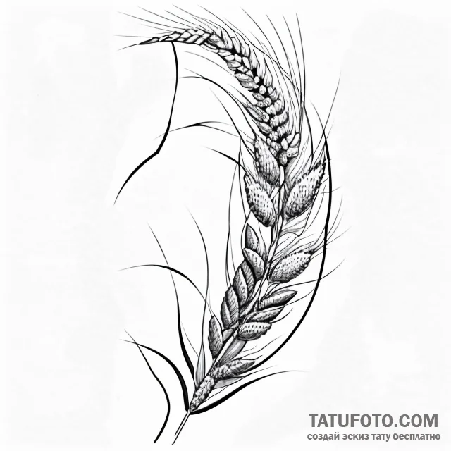 Ear of wheat - эскиз тату (№1749728873_0, 12.06.2025 11:47) — Tatufoto.com