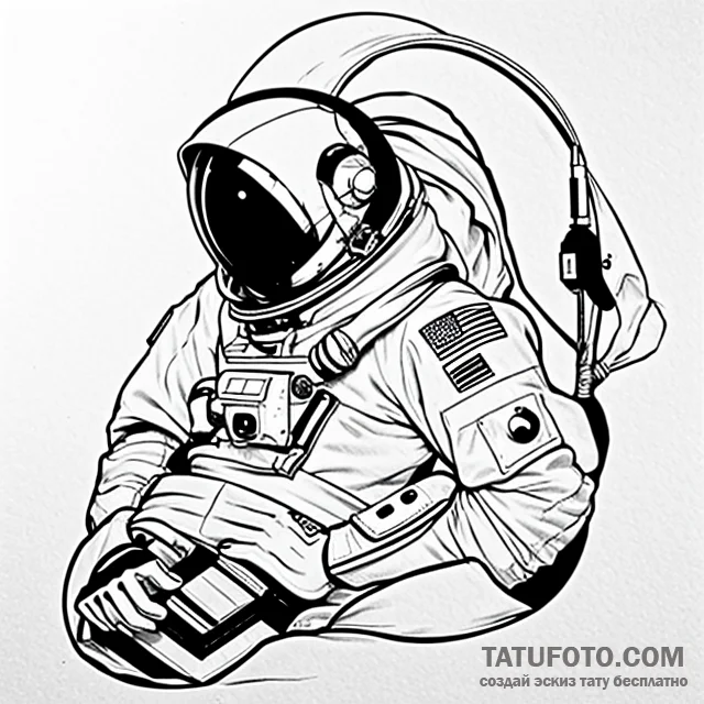 Astronaut - эскиз тату (№1749729604_0, 12.06.2025 12:00) — Tatufoto.com