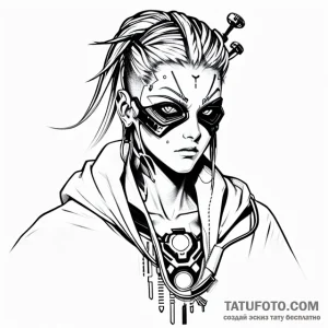 Cyberpunk - эскиз тату (№1749735437_0, 12.06.2025 13:37) — Tatufoto.com