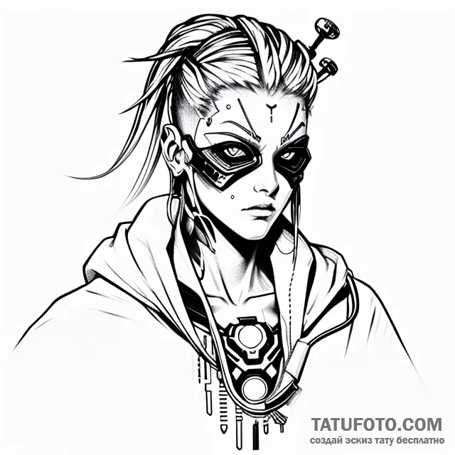 Cyberpunk - эскиз тату (№1749735437_0, 12.06.2025 13:37) — Tatufoto.com