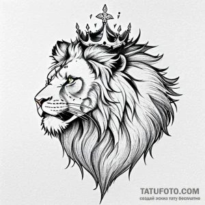 Lion with crown - эскиз тату (№1749741276_0, 12.06.2025 15:14) — Tatufoto.com