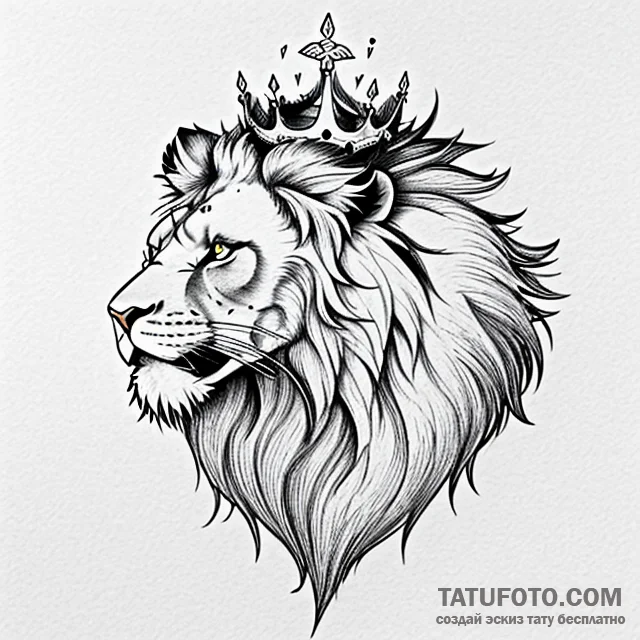 Lion with crown - эскиз тату (№1749741276_0, 12.06.2025 15:14) — Tatufoto.com