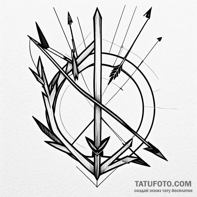Bow and arrows — эскиз тату (№1749746739_0, 12.06.2025 16:45) — Tatufoto.com