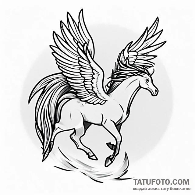 Pegasus - минимализм - эскиз тату (№1749749834_0, 12.06.2025 17:37) — Tatufoto.com
