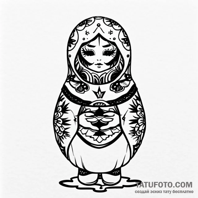 Matryoshka doll — эскиз тату (№1749758356_0, 12.06.2025 19:59) — Tatufoto.com