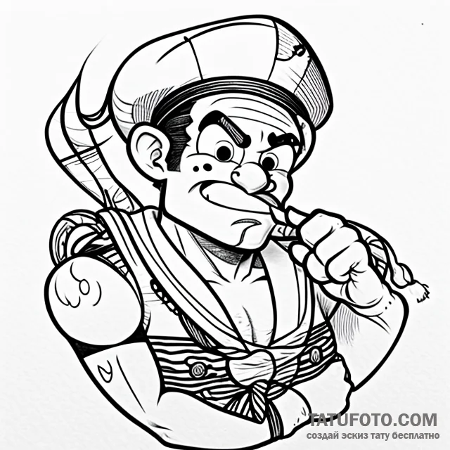 Popeye the sailor - эскиз тату (№1749761638_0, 12.06.2025 20:53) — Tatufoto.com