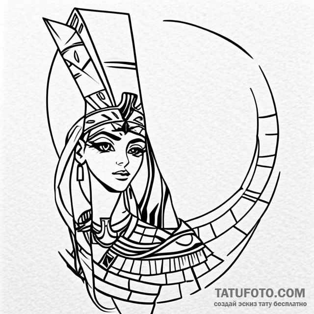 Nefertiti - эскиз тату (№1749764021_0, 12.06.2025 21:33) — Tatufoto.com