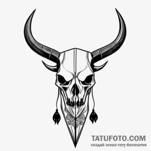 Bull skull - минимализм, олд скул - эскиз тату (№1749765294_0, 12.06.2025 21:54) — Tatufoto.com