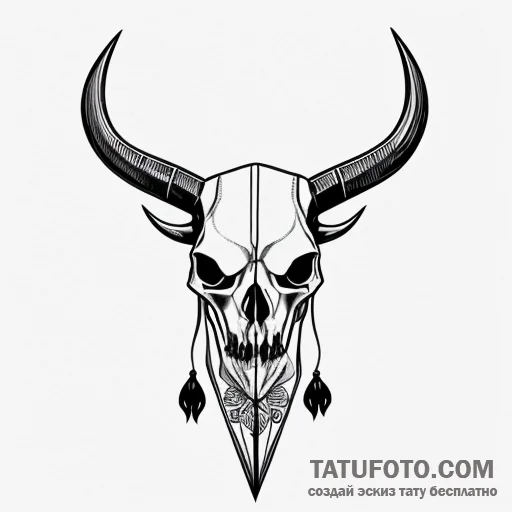Bull skull — минимализм, олд скул — эскиз тату (№1749765294_0, 12.06.2025 21:54) — Tatufoto.com