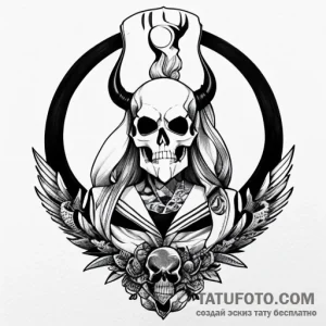 Skull in mirror - олд скул, цветная приглушенная - эскиз тату (№1749765923_0, 12.06.2025 22:05) — Tatufoto.com