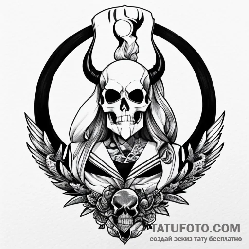 Skull in mirror — олд скул, цветная приглушенная — эскиз тату (№1749765923_0, 12.06.2025 22:05) — Tatufoto.com