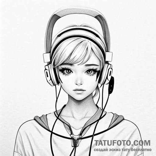 Headphones - эскиз тату (№1749767225_0, 12.06.2025 22:27) — Tatufoto.com