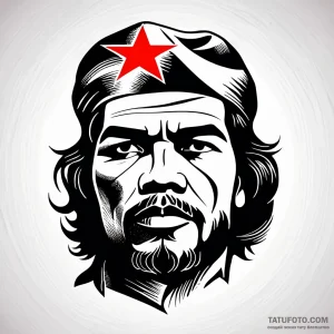 Che guevara - гравюра, красный + чёрный - эскиз тату (№1749768684_0, 12.06.2025 22:51) — Tatufoto.com