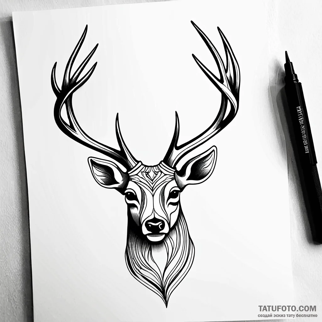 Deer — эскиз тату (№1749768735_0, 12.06.2025 22:52) — Tatufoto.com