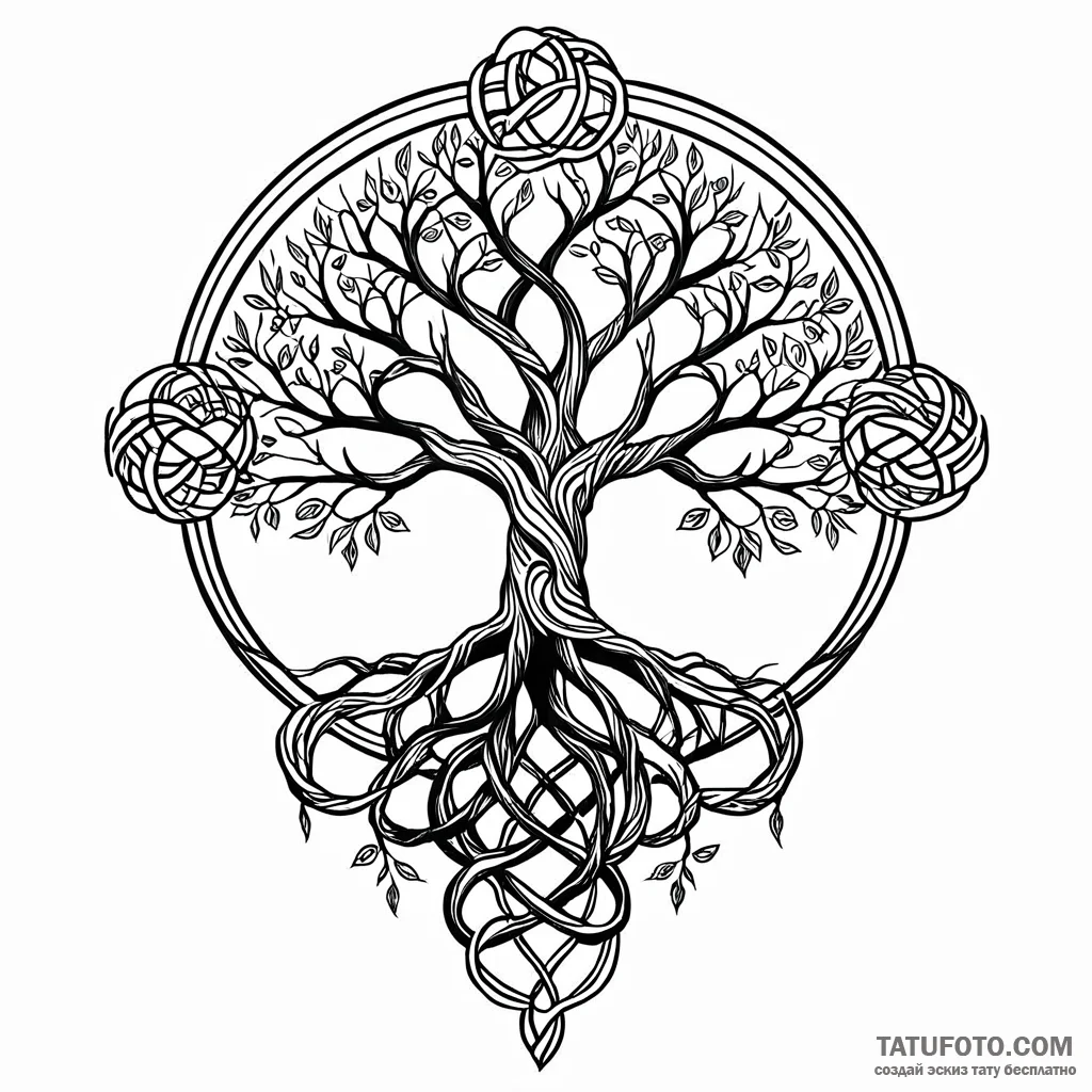 Yggdrasil (tree of life) — эскиз тату (№1749769402_0, 12.06.2025 23:03) — Tatufoto.com