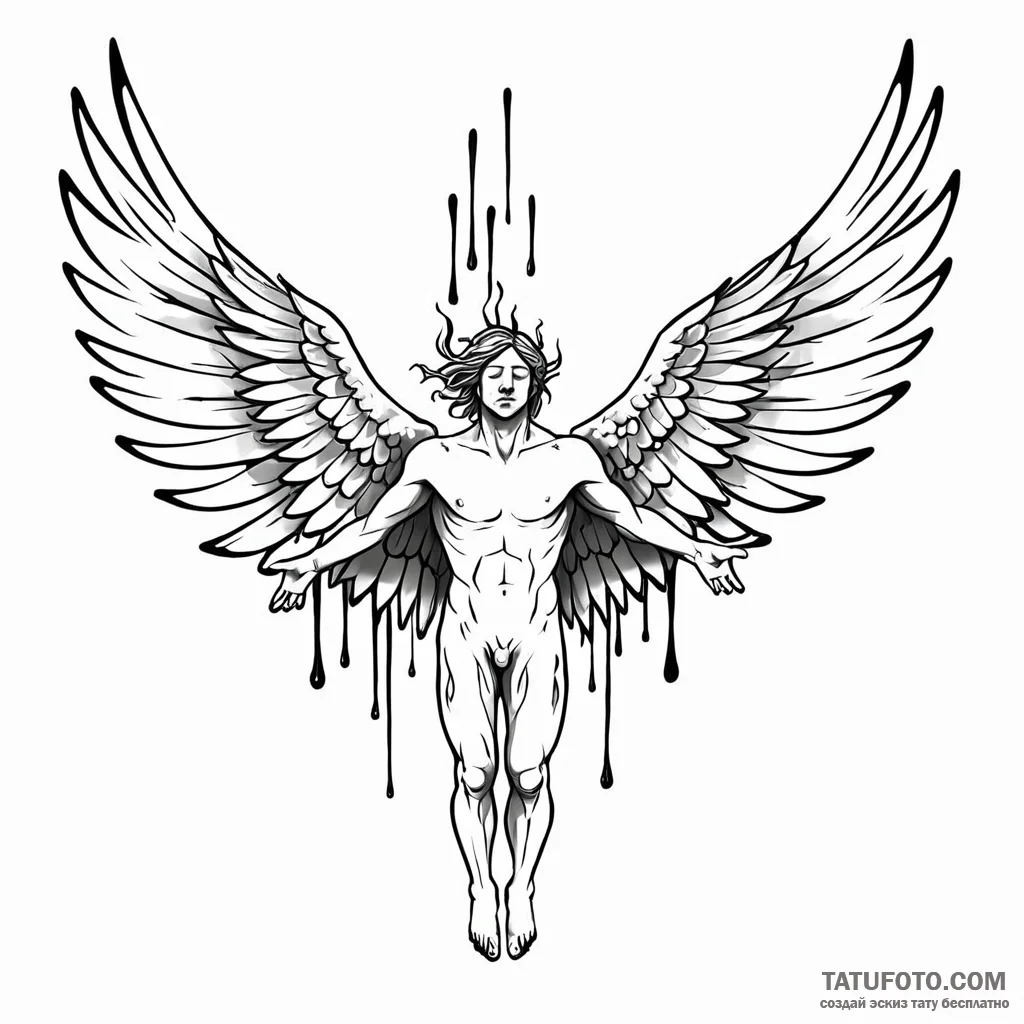 Icarus with melting wings — эскиз тату (№1749771625_0, 12.06.2025 23:40) — Tatufoto.com