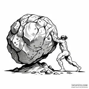Sisyphus pushing the boulder - эскиз тату (№1749771692_0, 12.06.2025 23:41) — Tatufoto.com