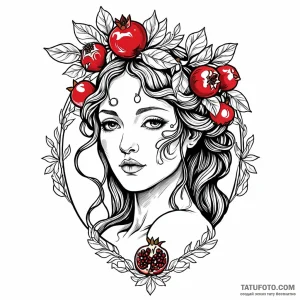 Persephone with a pomegranate - эскиз тату (№1749771901_0, 12.06.2025 23:45) — Tatufoto.com