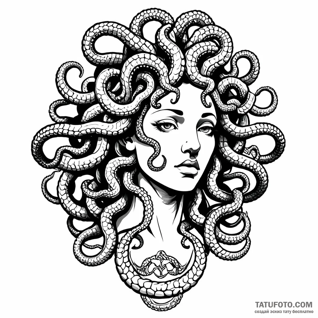 Medusa (full figure, not just the head) — эскиз тату (№1749772039_0, 12.06.2025 23:47) — Tatufoto.com