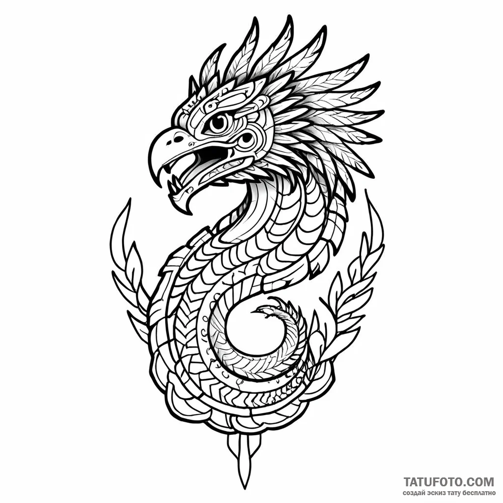Quetzalcoatl — эскиз тату (№1749772178_0, 12.06.2025 23:49) — Tatufoto.com