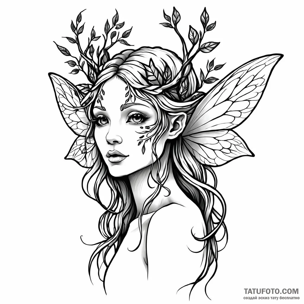Dryad or tree nymph — эскиз тату (№1749772315_0, 12.06.2025 23:51) — Tatufoto.com