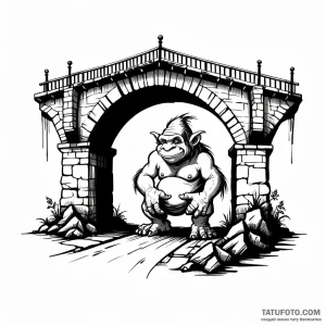 Troll under a bridge - эскиз тату (№1749772522_0, 12.06.2025 23:55) — Tatufoto.com