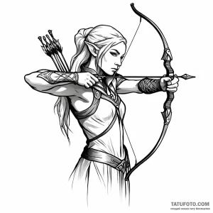 Elven archer - эскиз тату (№1749772663_0, 12.06.2025 23:57) — Tatufoto.com