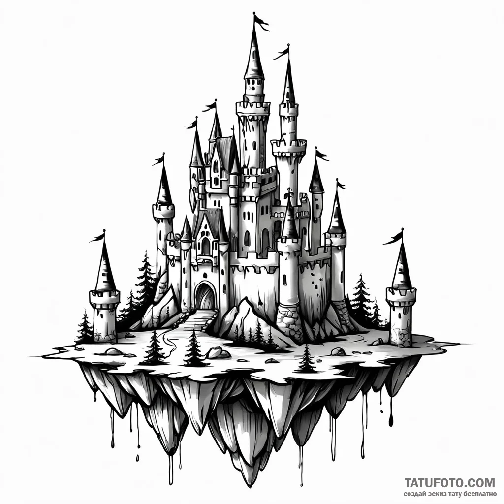 Floating castle - эскиз тату (№1749772729_0, 12.06.2025 23:58) — Tatufoto.com