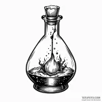 Potion bottle with glowing liquid — эскиз тату (№1749772945_0, 13.06.2025 00:02) — Tatufoto.com