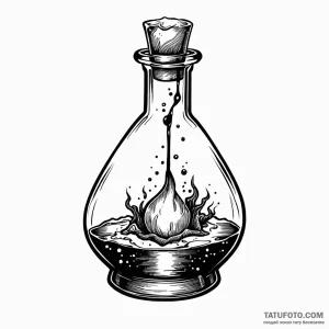 Potion bottle with glowing liquid - эскиз тату (№1749772945_0, 13.06.2025 00:02) — Tatufoto.com