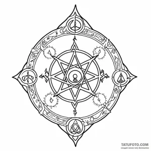 Grimoire (spellbook) with arcane symbols - эскиз тату (№1749773014_0, 13.06.2025 00:03) — Tatufoto.com