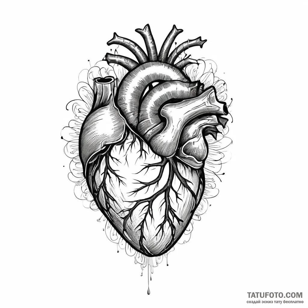 Anatomical heart — эскиз тату (№1749773658_0, 13.06.2025 00:14) — Tatufoto.com