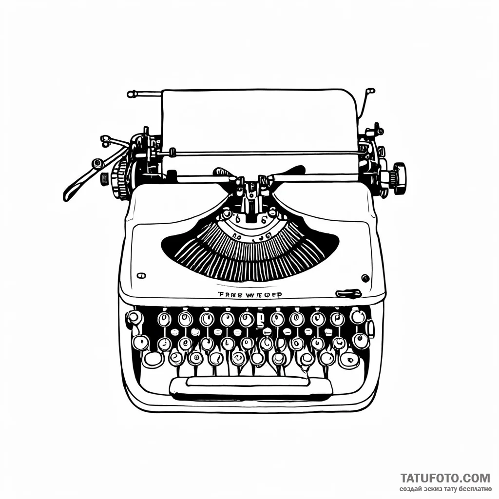 Typewriter — эскиз тату (№1749774593_0, 13.06.2025 00:29) — Tatufoto.com