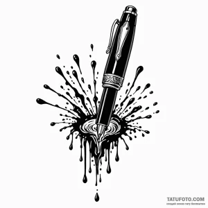 Fountain pen with an ink spill - эскиз тату (№1749774722_0, 13.06.2025 00:32) — Tatufoto.com